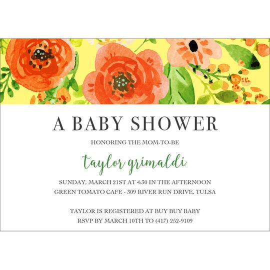 Floral Topper Baby Shower Invitations